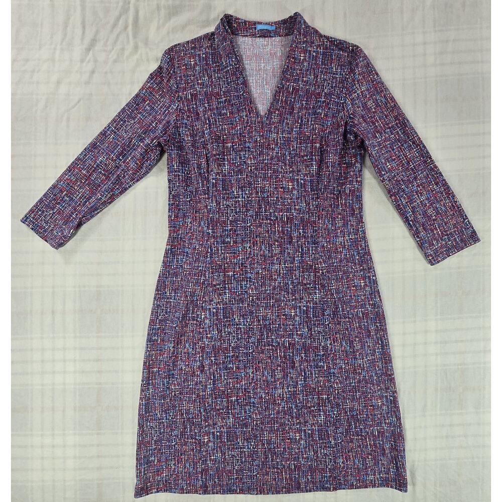 J.McLaughlin Women's Knit Midi Dress Abstract Red Purple Catalina Cloth L